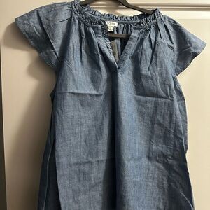 J. Crew Denim Blue Ruffle Dress